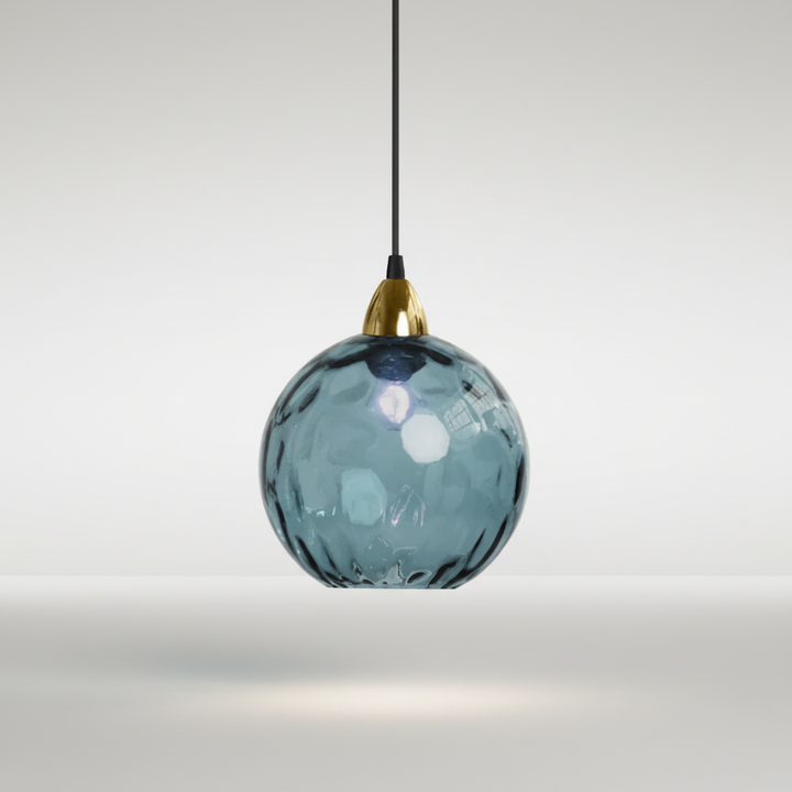 Modern contemporary GleamBall orb pendant light, elegant decorative ceiling lamp for ambient lighting.