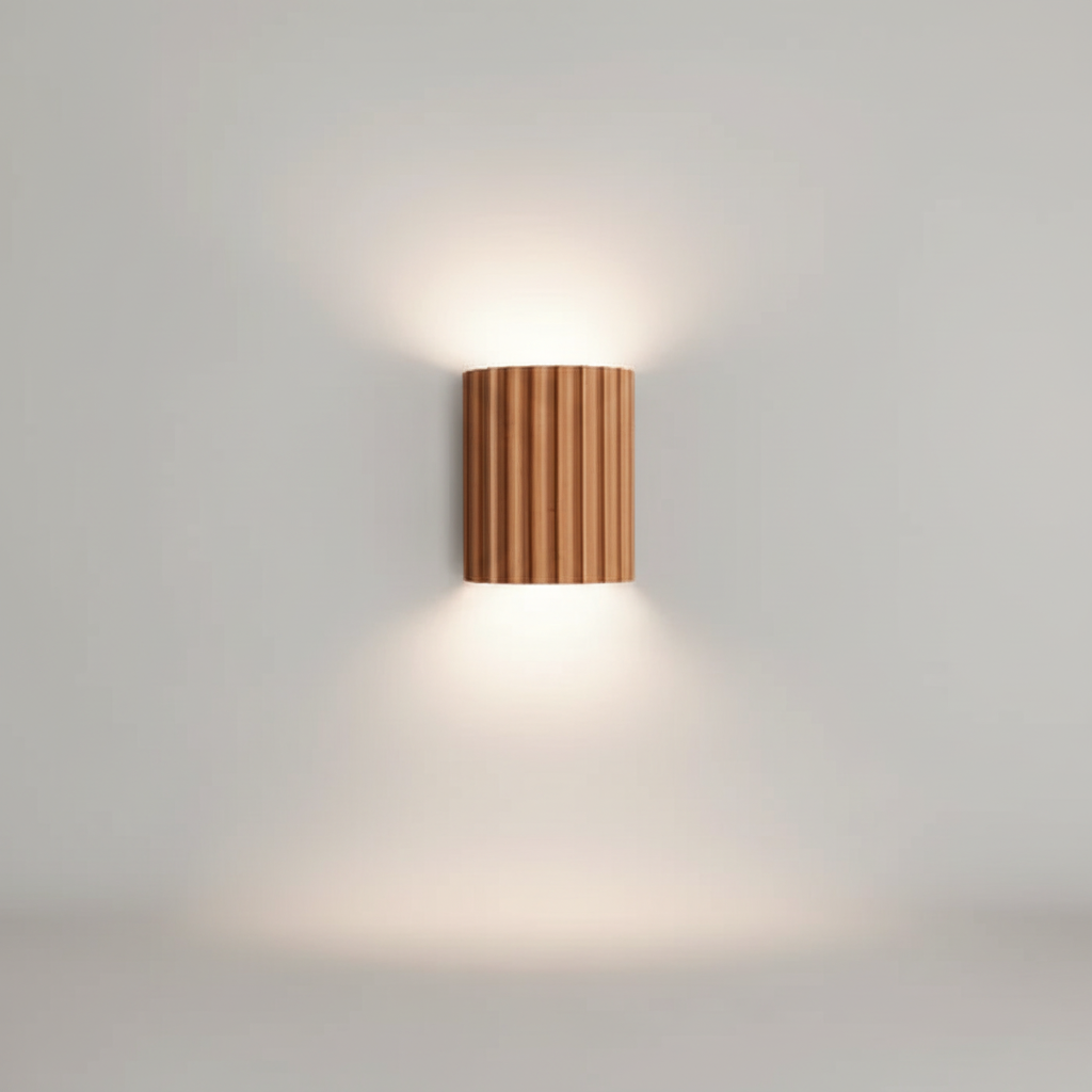 Energy-efficient LED wall light, a modern sculptural piece for cozy ambient home lighting.