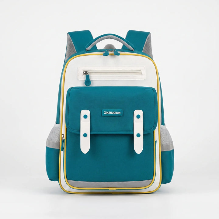 Water repellent, reflective moulded ergonomic school backpack for primary students. Comfortable rucksack.
