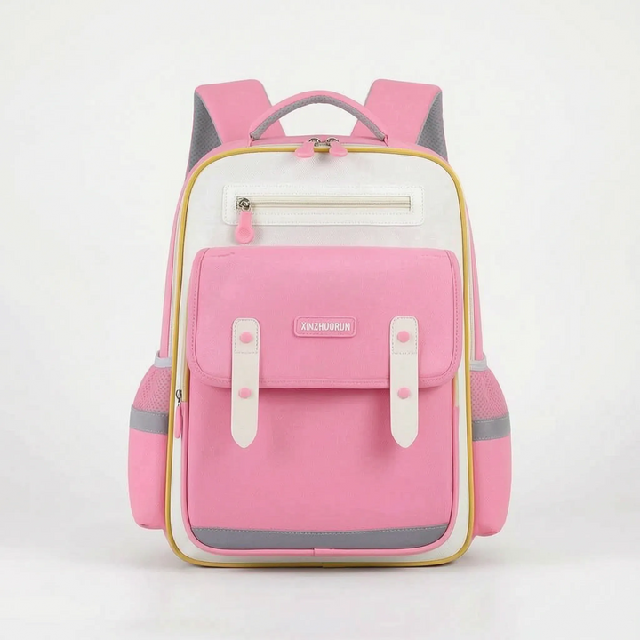 Vibrant green moulded ergonomic school backpack for primary students. Comfortable, reflective & water-resistant.