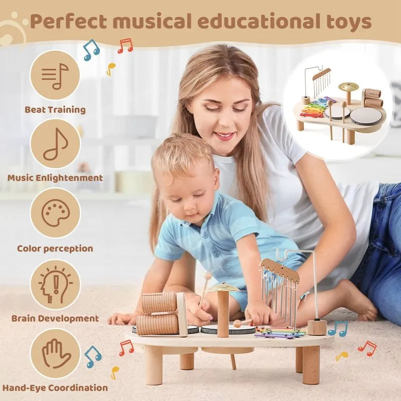 Bigmovers Wecro 04-09 children's musical table. Xylophone, drums, and bell for young kids' development.