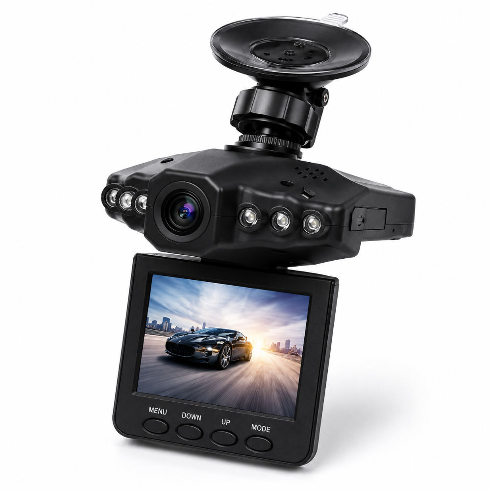Full HD Night Vision Dash Cam with 4K sensor, compact lens for clear car recording & road safety.