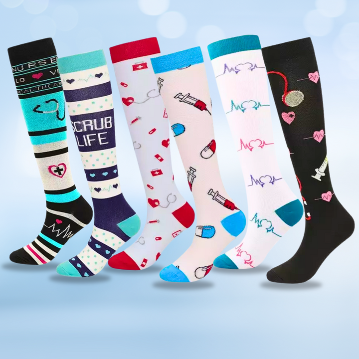 Colorful activewear compression socks; stylish and functional for any sport.