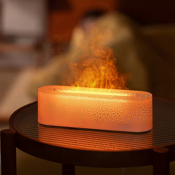 Home Decor Flame Humidifier with LED lighting, perfect for modern interiors.