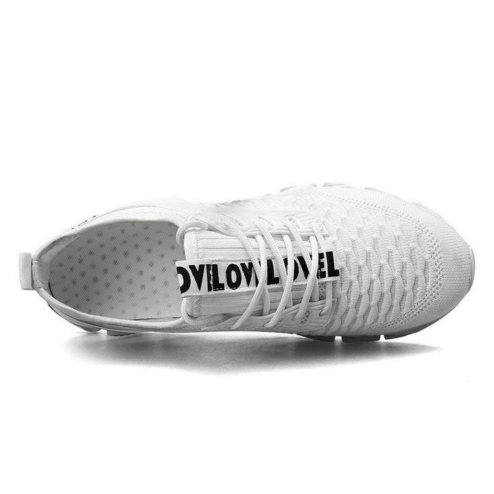 Close-up of men's comfortable hidden lift sneakers, showcasing quality materials and invisible height boost.