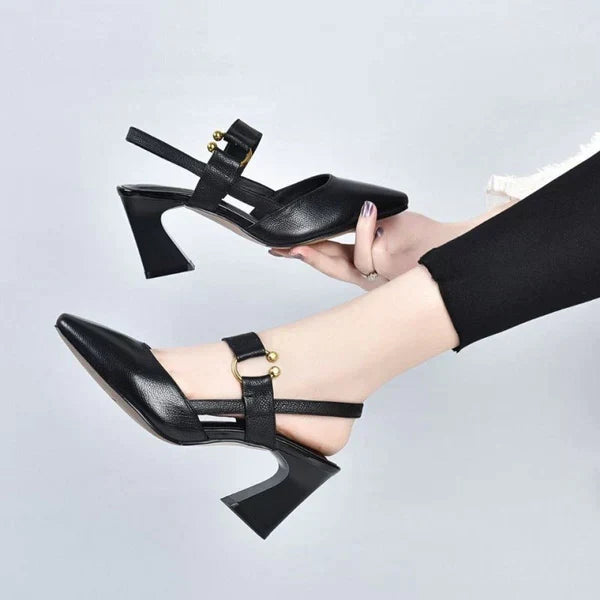Comfortable women's summer heeled sandals. Orthopedic design with a stylish square heel for versatile warm-weather wear.