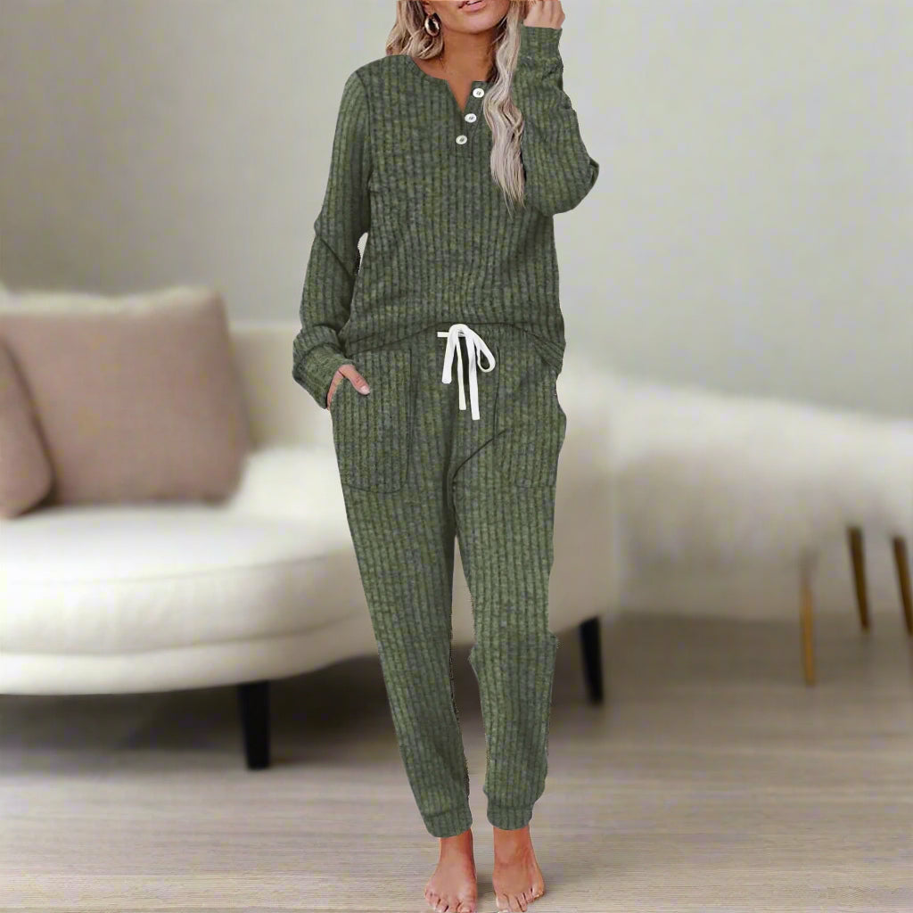 Comfortable women's loungewear bottom: soft two-piece set pants with a relaxed fit.