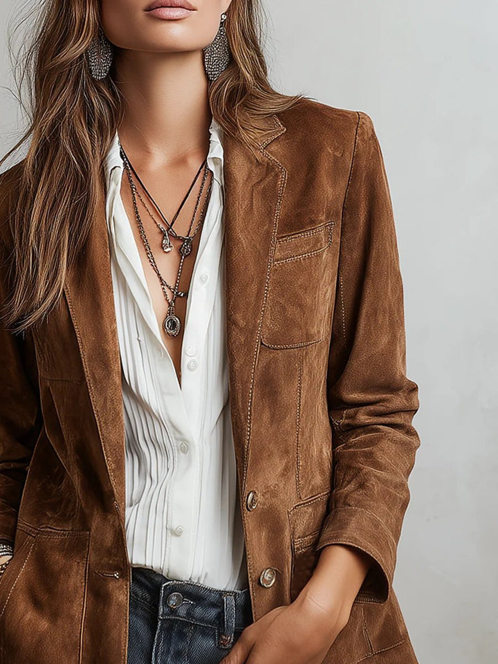 Sophisticated women's tailored single-breasted blazer, perfect for professional wear and elegant occasions.