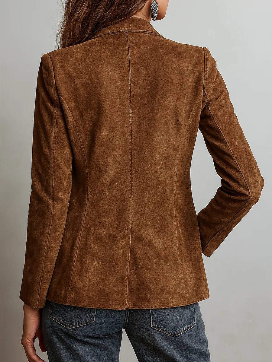Tailored women's single-breasted blazer, offering a sleek, professional look for modern office fashion.