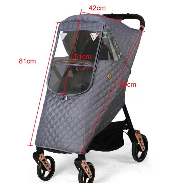 Unisex pushchair all-weather shield set. Protects infants from rain, wind, dust & cold during outdoor travel.