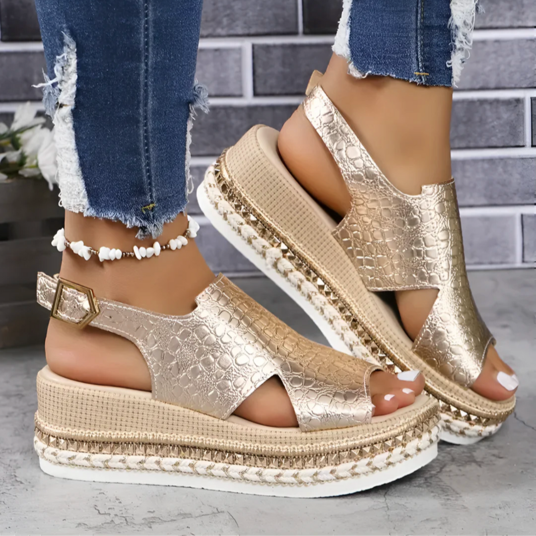 Women's comfortable orthopedic slip-on sandals, ideal for daily wear, foot comfort & support.