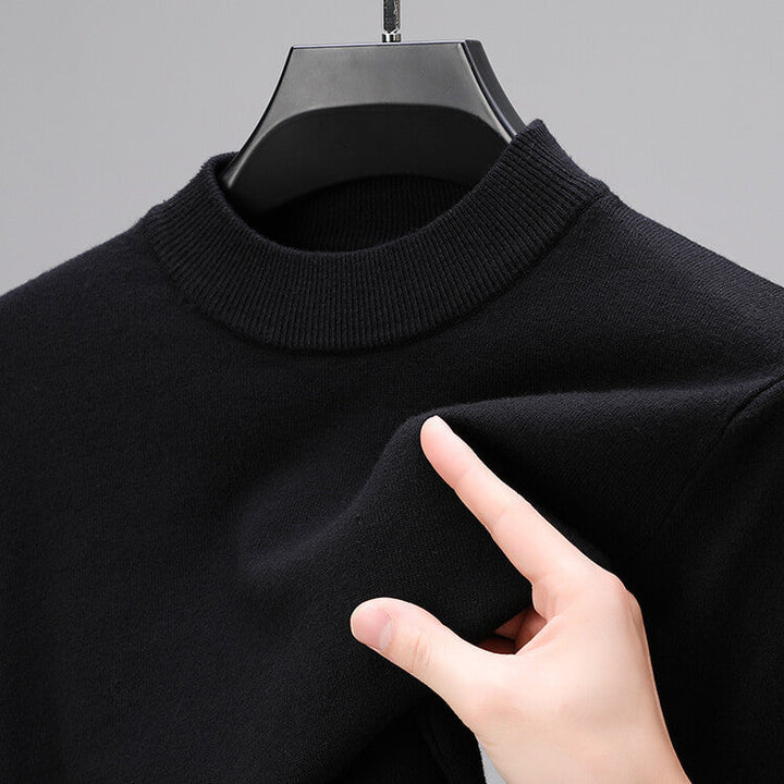 Men's elegant comfort knit sweater. Versatile long-sleeve jumper for casual, formal, & winter fashion.