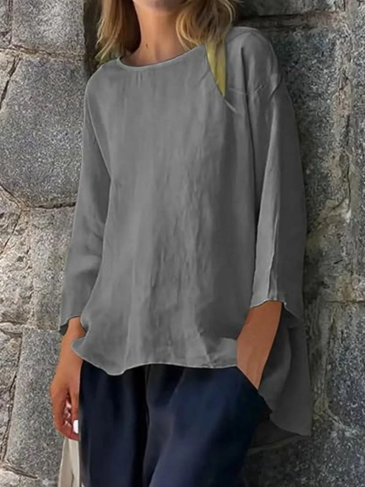 Stylish & comfortable plus size women's blouse, relaxed fit round neck, great for everyday spring/summer.