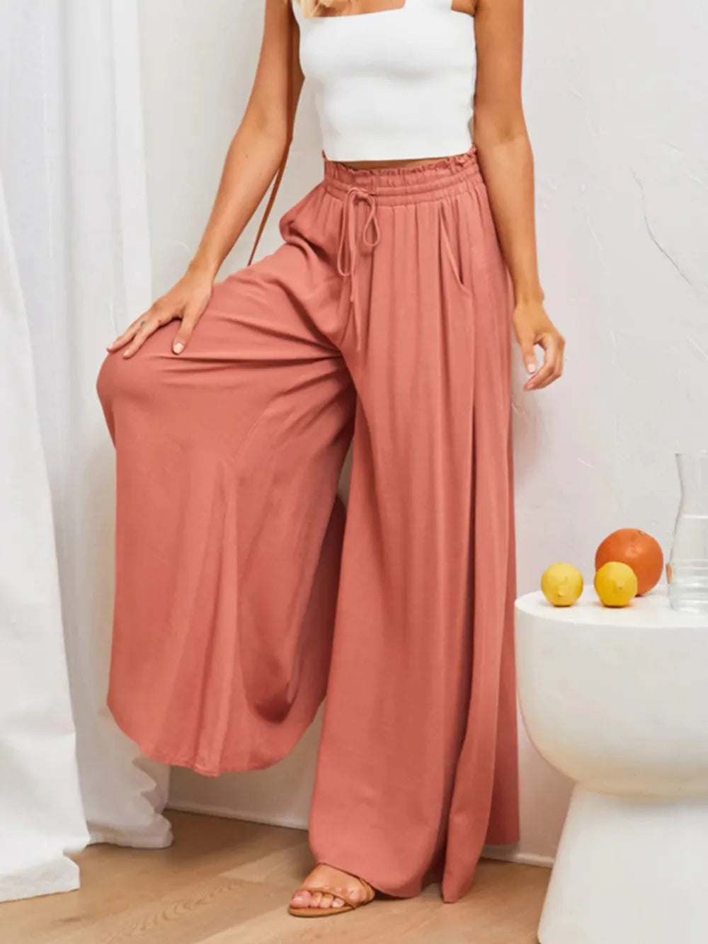 Women's high waist wide leg pants, versatile for casual, elegant, or workwear styles.