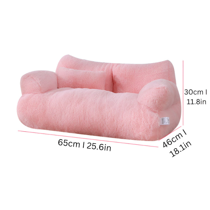Plush washable pet sofa bed, an elegant and cozy lounge for cats and dogs, enhancing home decor.