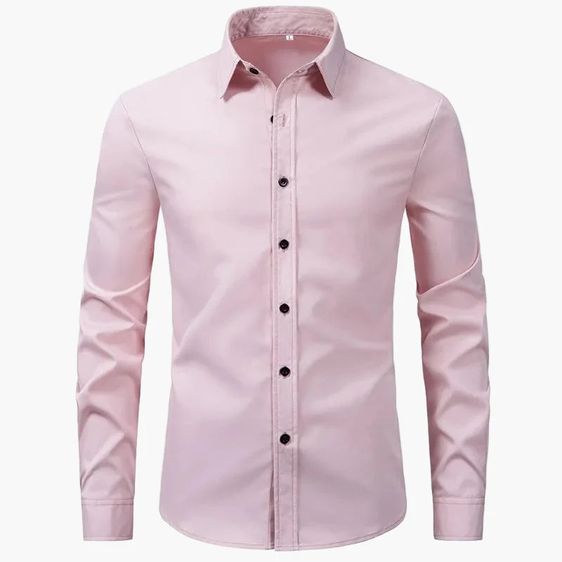 Professional men's dress shirt in crisp fabric, great for office wear or sophisticated business casual style.