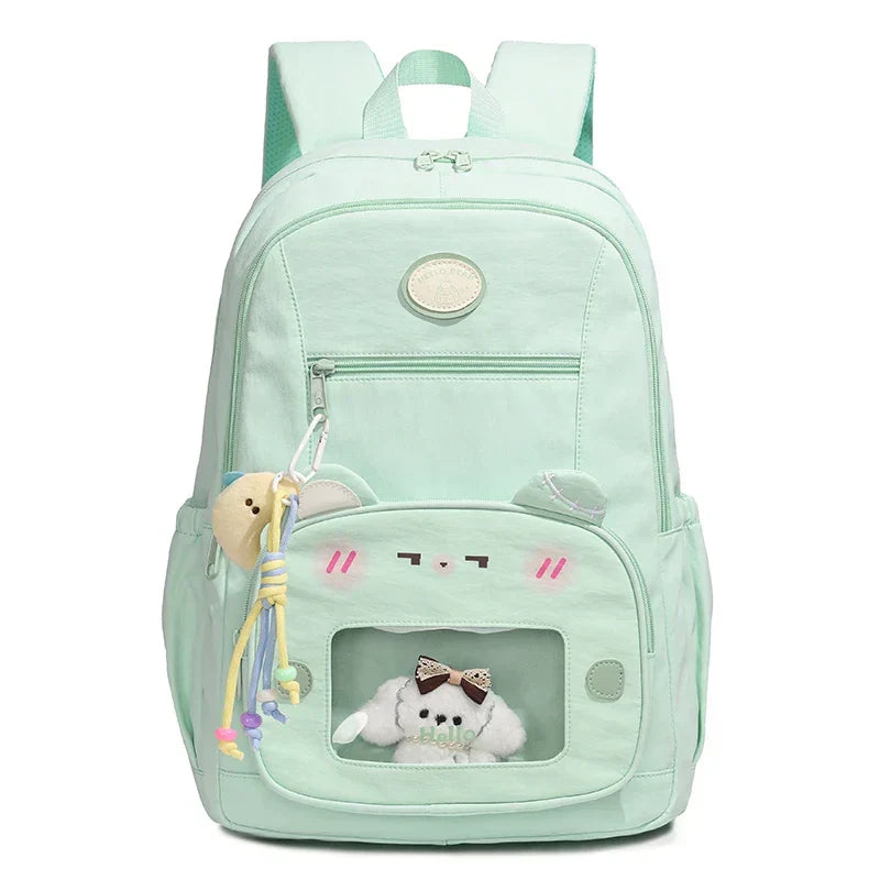 Essential student preppy backpack with clear display window, making it easy to personalize & organize school items.