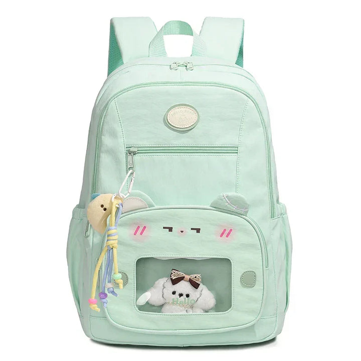 Essential student preppy backpack with clear display window, making it easy to personalize & organize school items.