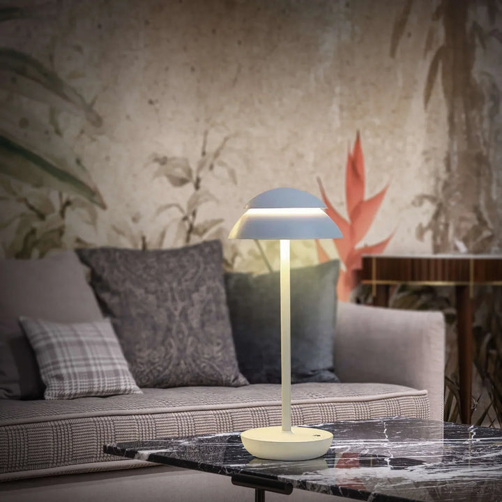 Sleek aluminum rechargeable LED table lamp, Nordic minimalist design, dimmable cordless light for any room.