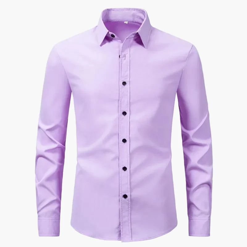 Elegant men's long sleeve button-up shirt, offering a polished look for meetings, parties, or daily wear.
