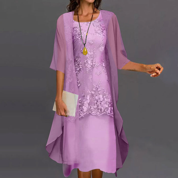 Versatile yellow two-piece midi dress. Stylish party wear or elegant everyday spring/summer/autumn fashion for women.