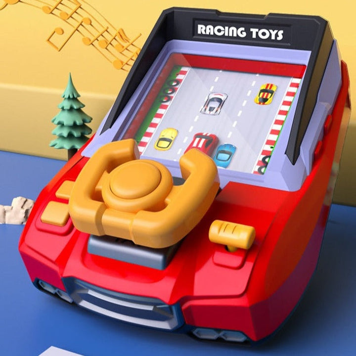 Vibrant kids' arcade racing game toy with interactive steering. Perfect educational indoor fun for children.