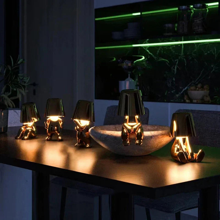 Modern decorative LED figurine lamp, a cordless & dimmable accent for any home decor style.
