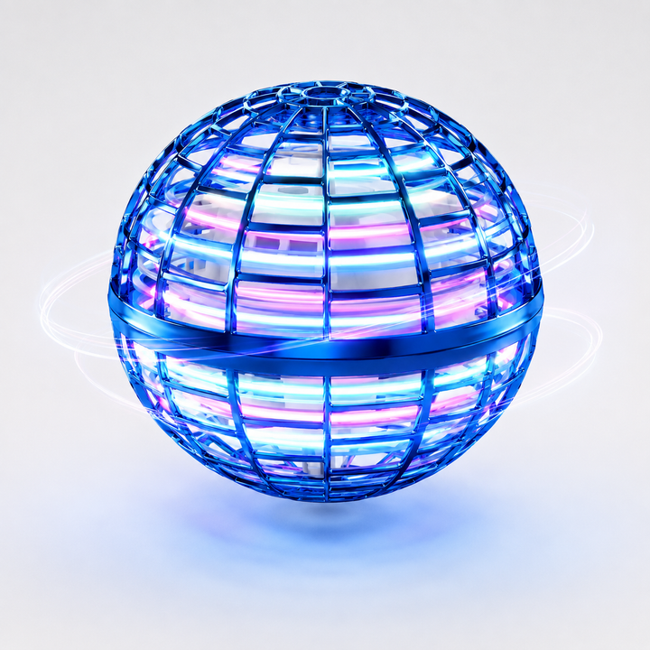 Kids & adults playing with a glowing LED flying ball, an interactive rechargeable toy for indoor games.