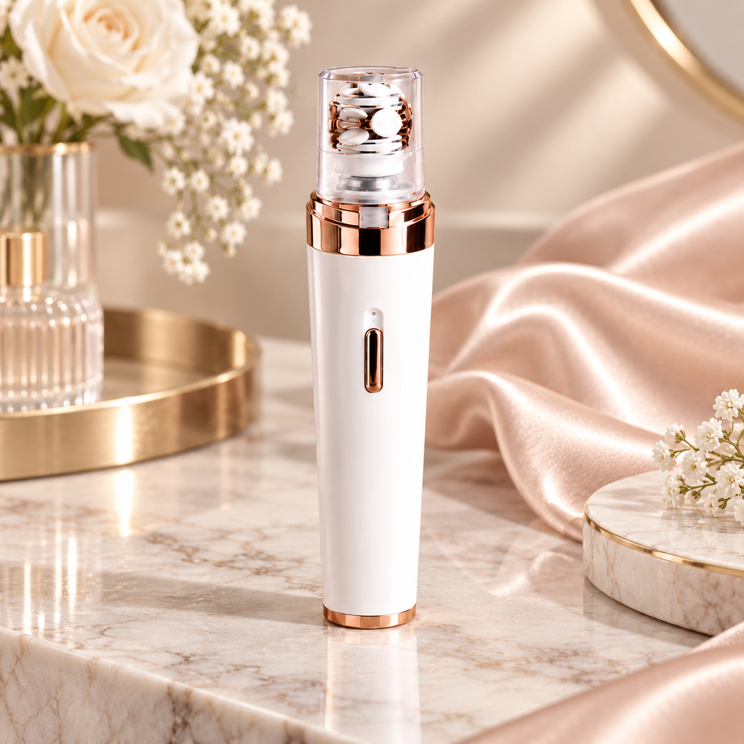 Painless women's rechargeable facial hair remover for smooth skin. Ideal for peach fuzz & sensitive skin. Hypoallergenic face trimmer.