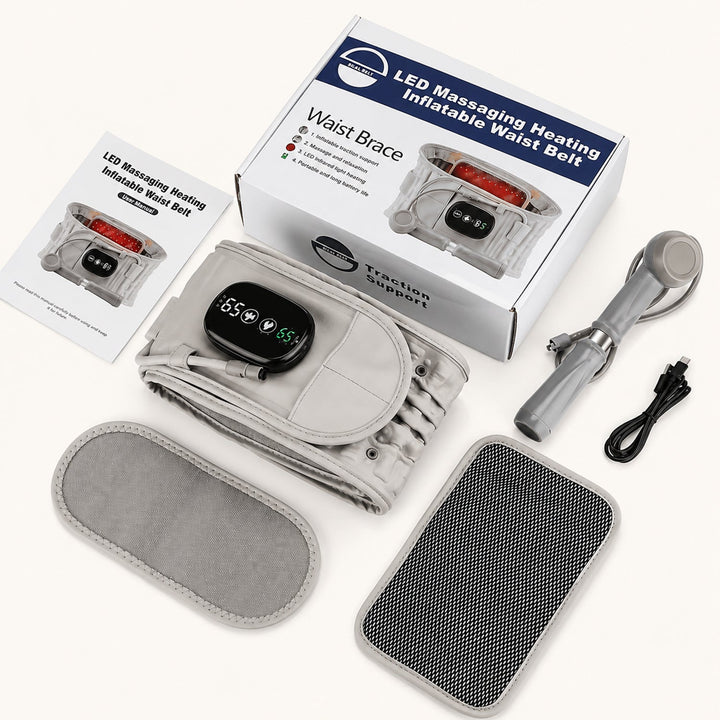 Advanced red light therapy lumbar belt for comprehensive back pain relief, muscle relaxation, and wellness support.