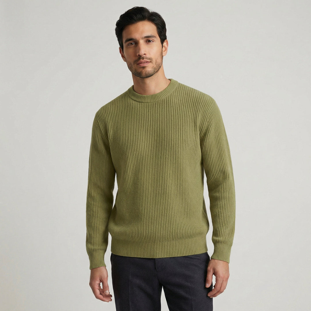 Essential men's fashion knit crew neck sweater, comfortable long sleeve for a classic look.