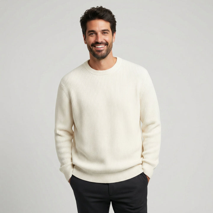 Classic men's crew neck knit jumper, perfect for casual wear or office fashion.