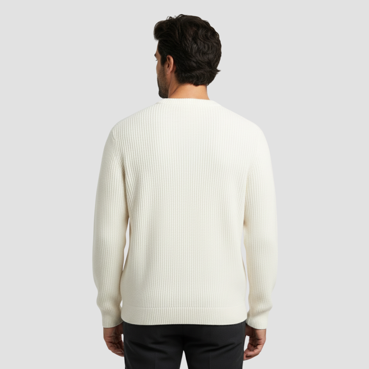 Men's comfortable long sleeve crew neck sweater, soft knit for daily wear.