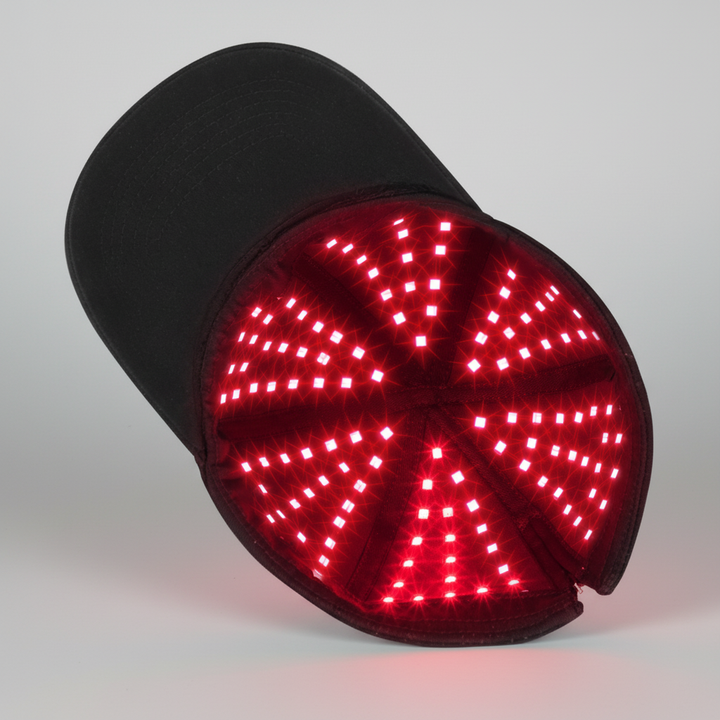 Advanced red light therapy cap, designed for effective hair restoration and combating hair loss. Easy to use.