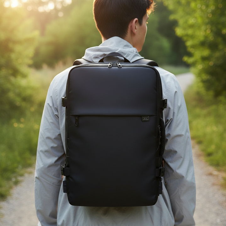 Unisex expandable travel laptop backpack, water-resistant for daily commute & business travel.