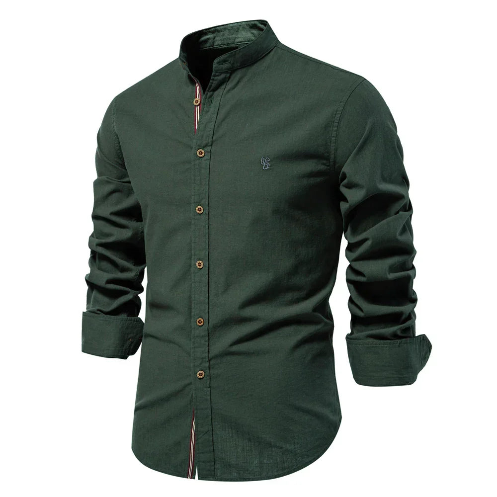 Men's versatile slim fit button-down long sleeve shirt, perfect for smart casual or dress wear. Modern men's fashion.