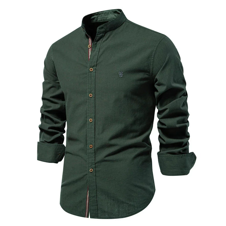 Men's versatile slim fit button-down long sleeve shirt, perfect for smart casual or dress wear. Modern men's fashion.