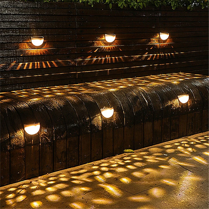 Close-up of a Nvroome LED solar wall lamp, showing its waterproof design. Ideal for effortless outdoor lighting.