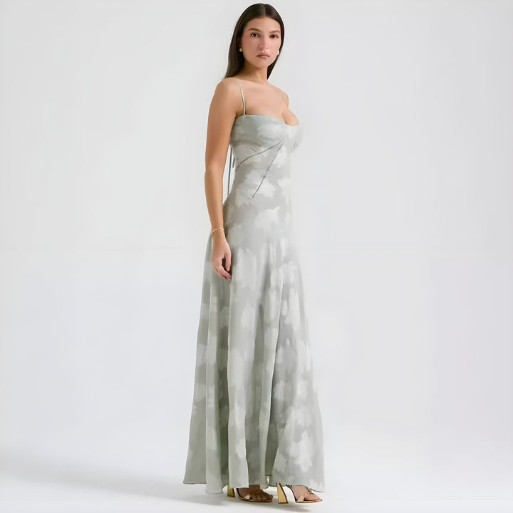Formal elegant floral maxi dress, perfect evening gown or party dress for women.