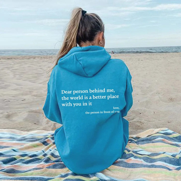 Ladies casual hoodie, "Inspire Others" graphic, soft pullover for relaxed style.
