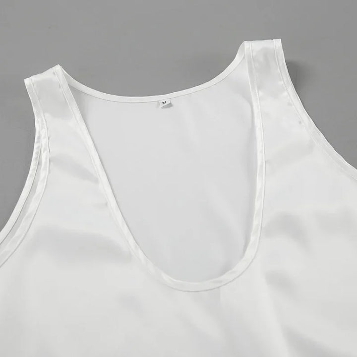 Flattering women's scoop neck tank top, sleeveless, comfortable, and versatile for everyday wear.