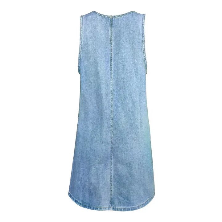 Chic light blue summer midi dress with relaxed fit, ensuring comfort and effortless style for women.