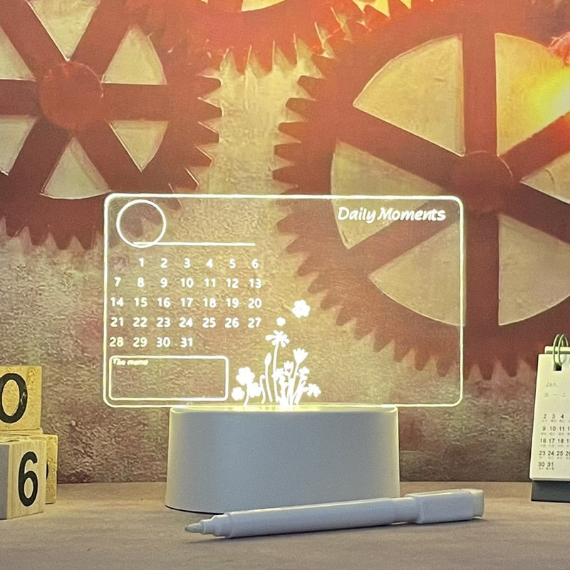 Nvroome Lights LED dry erase message board. Light-up acrylic for important notes & reminders on any desk.