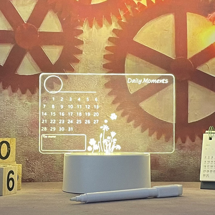 Nvroome Lights LED dry erase message board. Light-up acrylic for important notes & reminders on any desk.