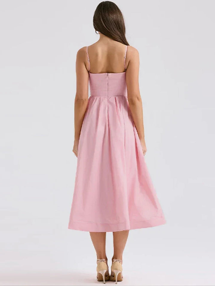 Elegant women's maxi strap dress in various colors. Scoop neck, sleeveless A-line, perfect for summer party fashion.