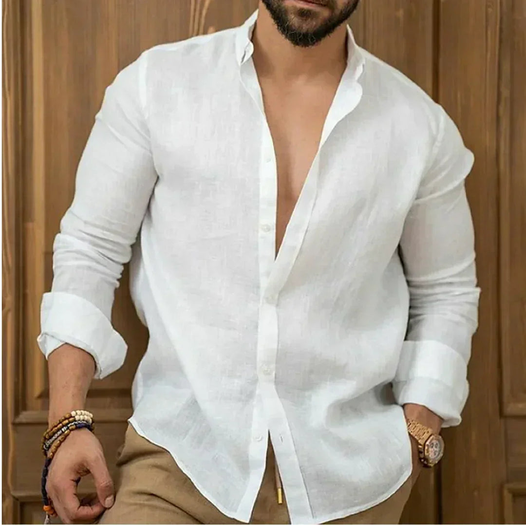 Casual men's long sleeve button down shirt. Easy care, relaxed fit. Ideal for versatile daily and office wear.