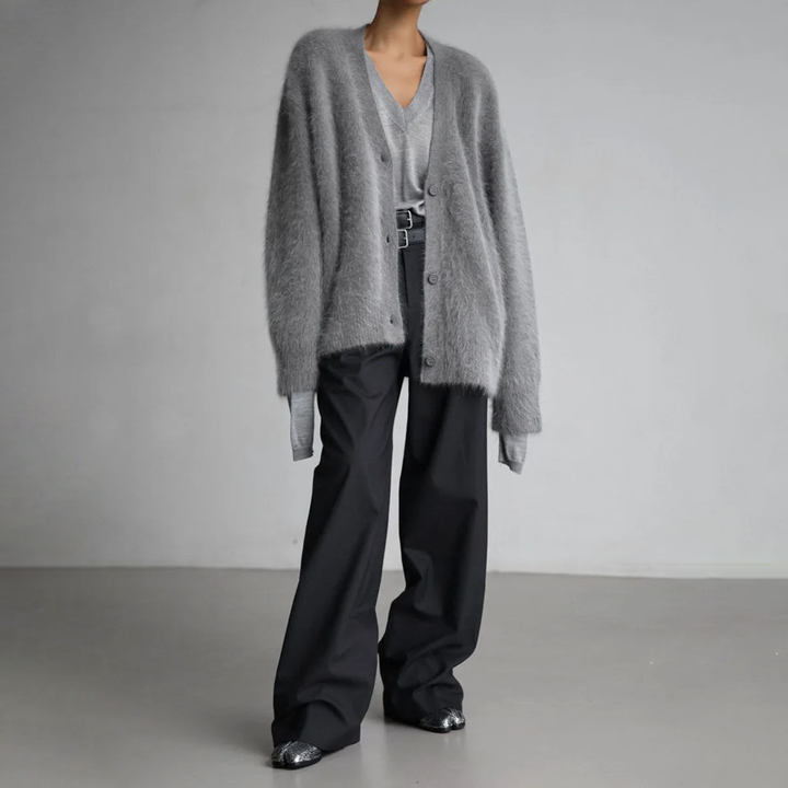 Stylish women's open front long sleeve cardigan, cozy and elegant for various outfits.