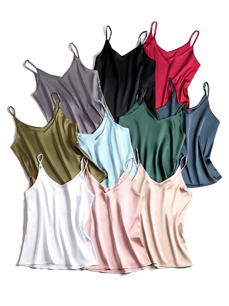 Smooth V-neck camisole tank for women's elegant style, perfect versatile top.
