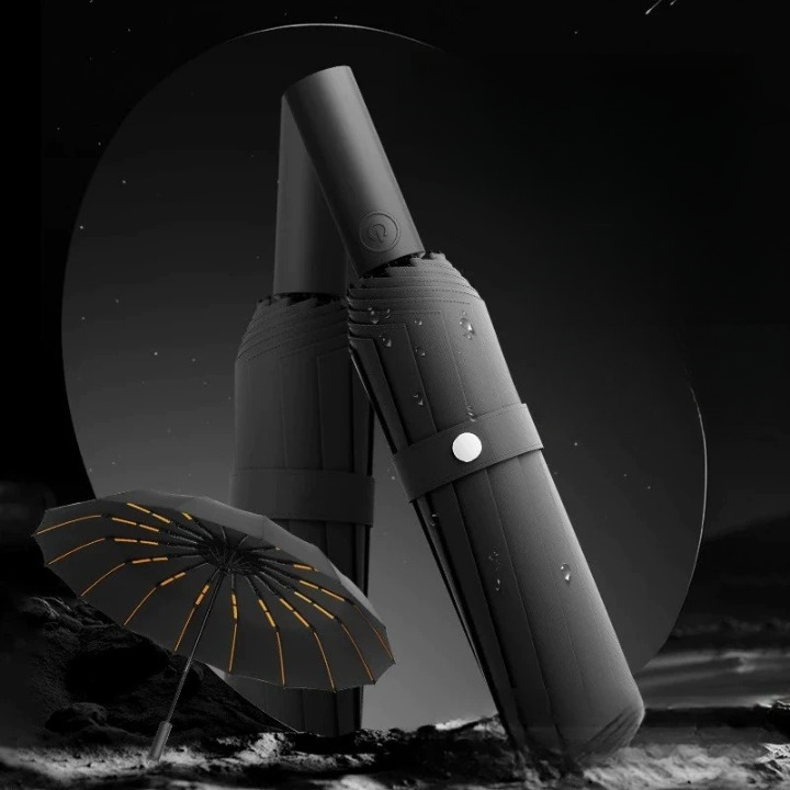 Unisex automatic windproof folding umbrella with UV protection, compact & reliable for travel & daily use.