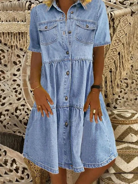 Women's effortless boho casual dress with relaxed fit, perfect for summer and spring style.
